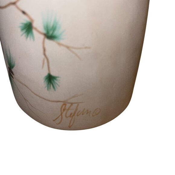 Hand Painted Ceramic Bell Owl Pine Tree Moon Rustic Home Decor Signed Stefano - Picture 4 of 8